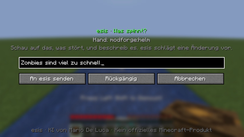 Overlay im Spiel: esis · Was spinnt? – Eingabe „Zombies sind viel zu schnell“